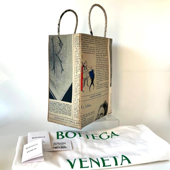 Bottega Veneta Small The Newspaper Leather Shopper Bag - Picture 15 of 16